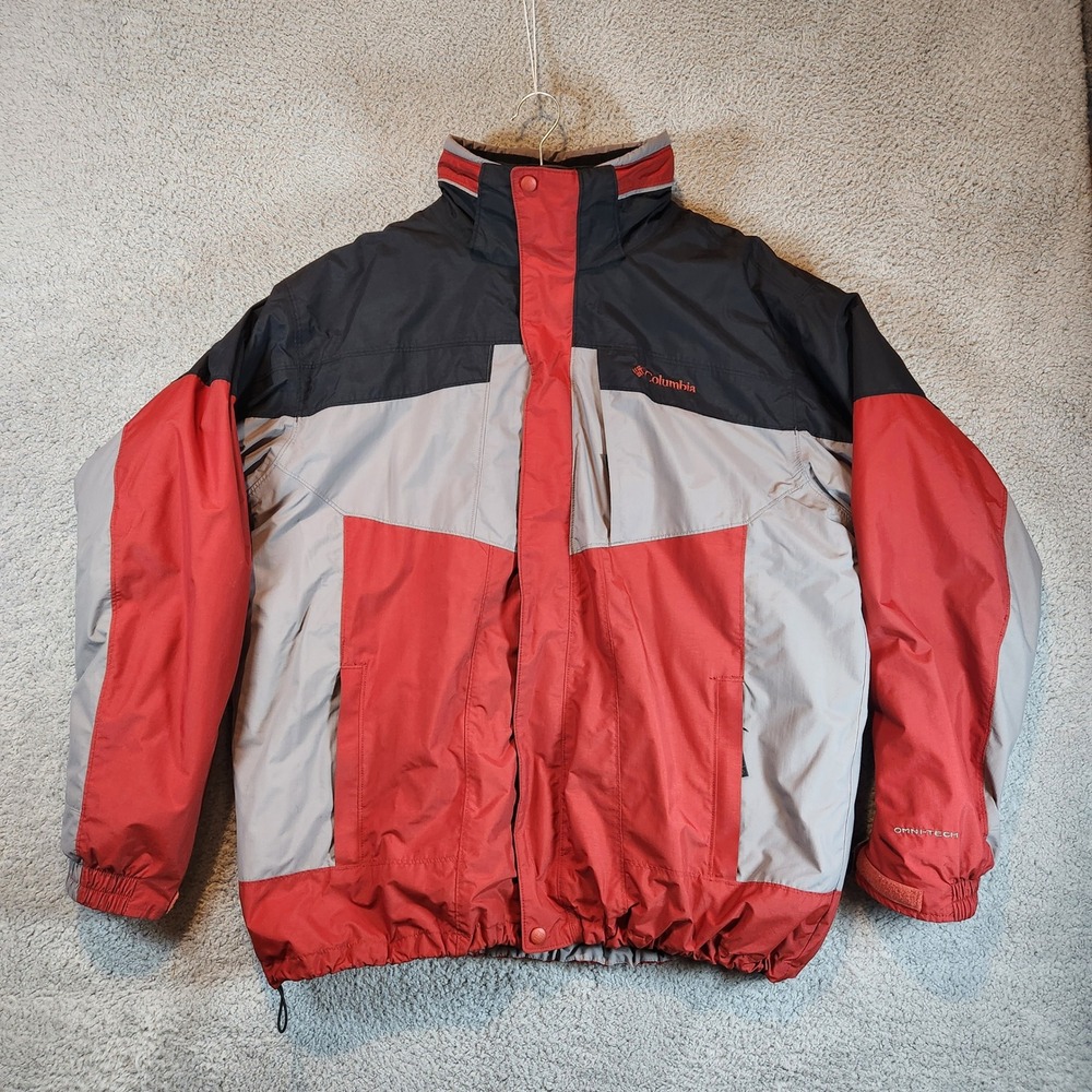 Columbia Interchange Omni-Tech Waterproof Jacket Mens XL‎ Red Outerwear Gorpcore